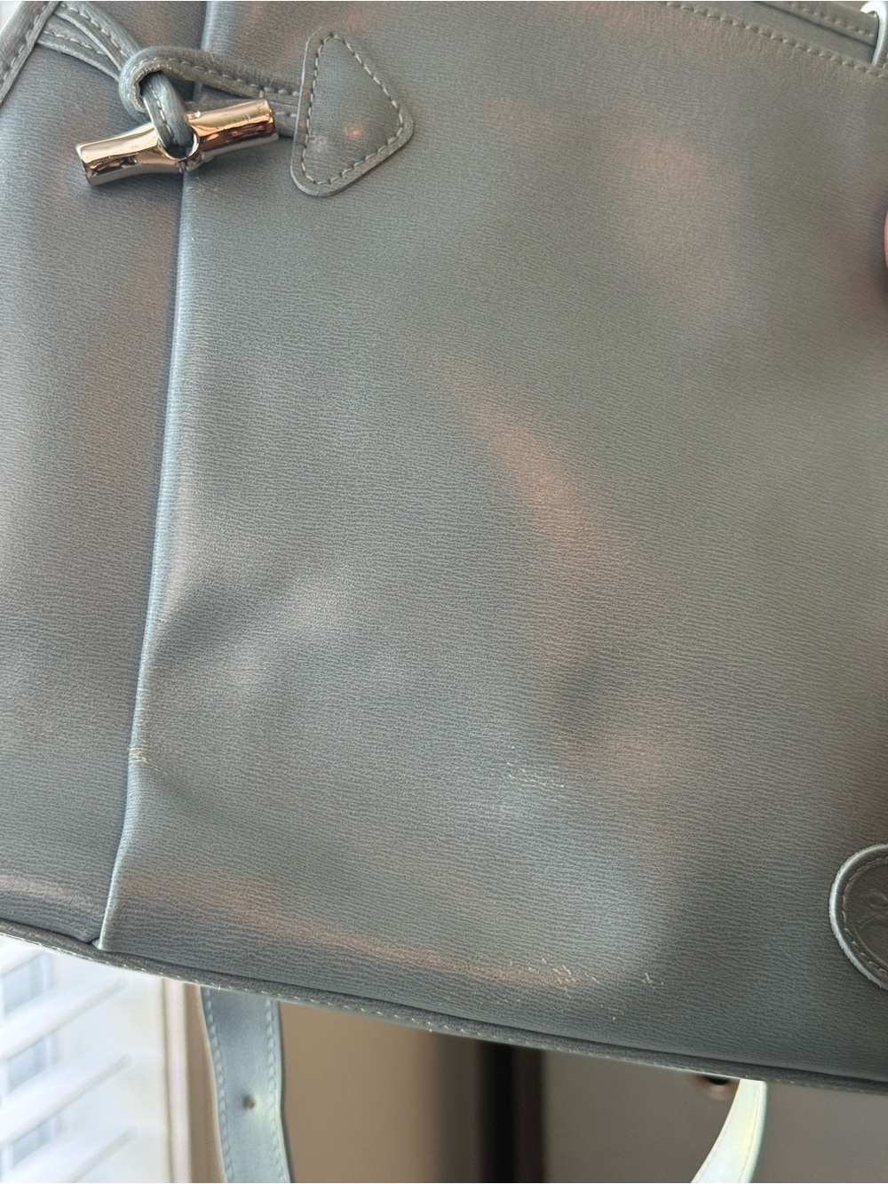 Longchamp Roseau Leather Bucket Bag Blue Grey - Picture 12 of 14